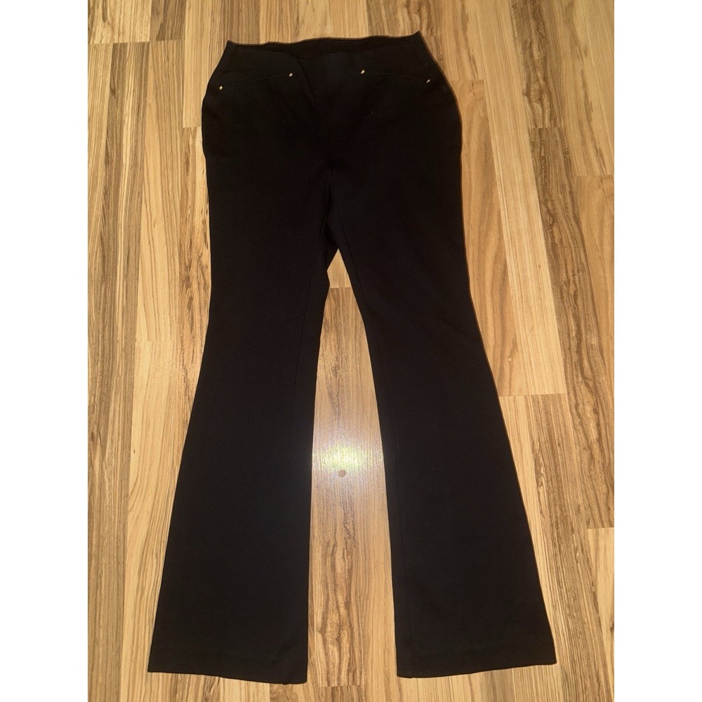 Rafaella Women's Sz 4 Pants‎ Black Pull On Stretch Waist EUC Flare Leg Bootcut